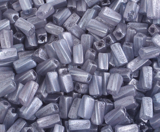 Czech Tubes Twisted Beads 7x3.4mm Blue Matte Luster Square Hole