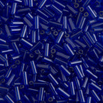Czech Glass Wampum Beads Tubes 10x4mm Transparent Colbalt Blue