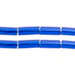 Czech Glass Wampum Beads Tubes 10x4mm Transparent Colbalt Blue