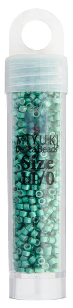 Miyuki Delica 11/0 5.2g Vials Galvanized Dyed Green Mint