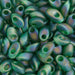 Long Magatama 4x7mm Green Opaque Iris Matte - 22g Vial