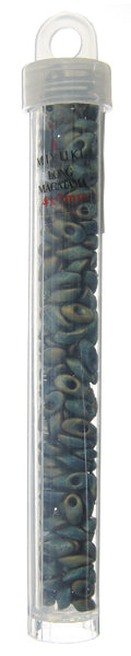 Long Magatama 4x7mm Green Blue Opaque Matte Metallic Frost - 22g Vial