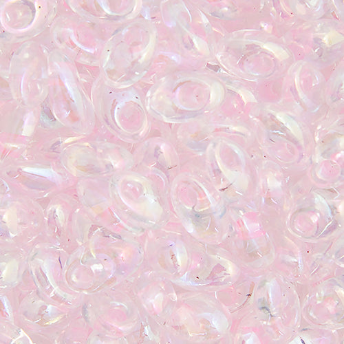 Long Magatama 4x7mm Crystal Transparent Pink Lined Luster Iris - 22g Vial