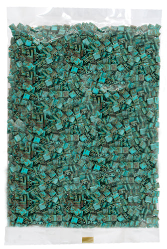 Miyuki Tila Bead 5x5mm 2-hole Opaque Turquoise with Brown Picasso