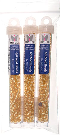 Miyuki Seed Beads Light Gold Silver Lined  - 22g Vials