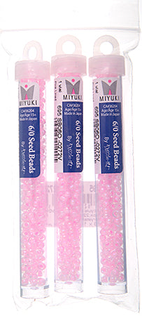 Miyuki Seed Beads Pink Lined Crystal AB - 22g Vials