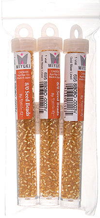 Miyuki Seed Beads Gold Silver Lined  - 22g Vials