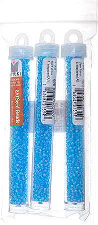 Miyuki Seed Beads Transparent Dark Aqua AB - 22g Vials