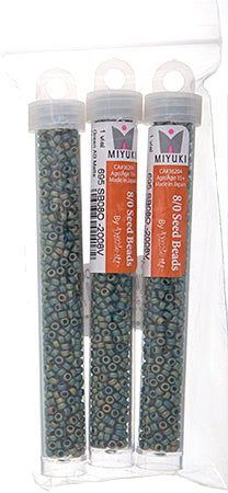 Miyuki Seed Beads Green AB Matte Metallic - 22g Vials