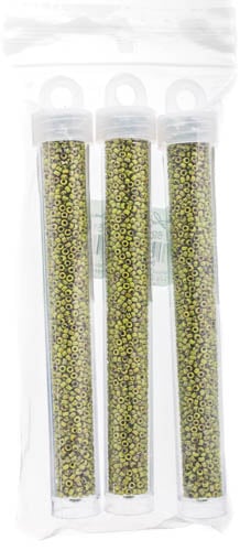 Miyuki Seed Beads Opaque Chartreuse Picasso - 22g Vials