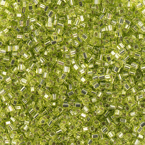 Miyuki Square/Cube Beads 1.8mm Chartreuse Silverlined - apx 20g Vial