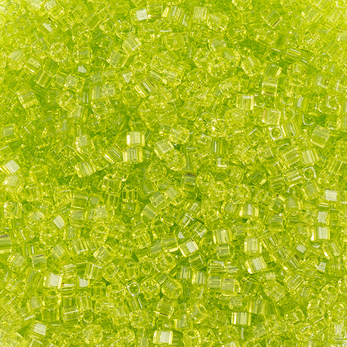 Miyuki Square/Cube Beads 1.8mm Chartreuse Transparent - apx 20g Vial