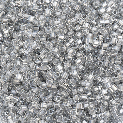 Miyuki Square/Cube Beads 1.8mm Sparkle Crystal Pewter Lined - apx 20g Vial