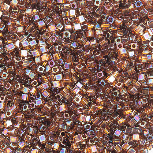 Miyuki Square/Cube Beads 1.8mm Topaz Transparent AB - apx 20g Vial