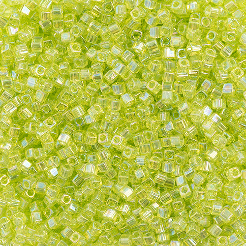 Miyuki Square/Cube Beads 1.8mm Chartreuse Transparent AB - apx 20g Vial