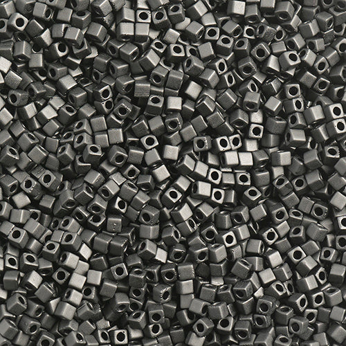 Miyuki Square/Cube Beads 1.8mm Black Opaque Matte - apx 20g Vial