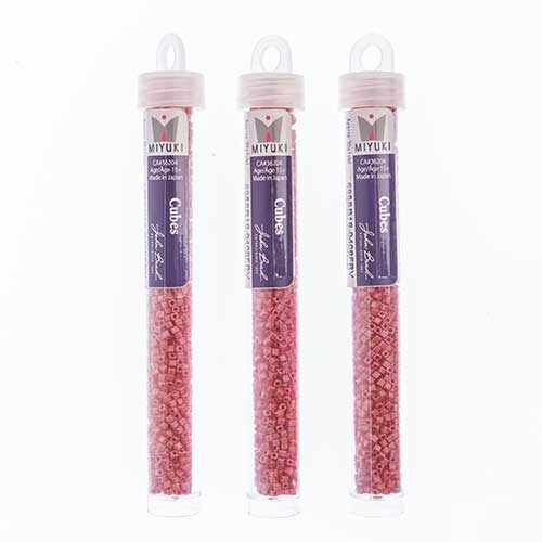 Miyuki Square/Cube Beads 1.8mm Red Opaque AB Matte - apx 20g Vial