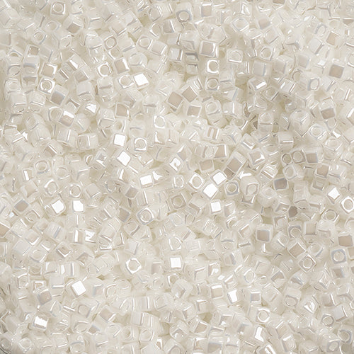 Miyuki Square/Cube Beads 1.8mm White Pearl Opaque Luster - apx 20g Vial