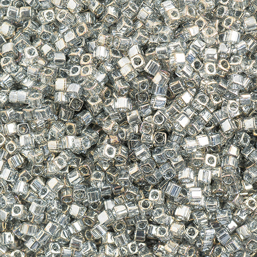 Miyuki Square/Cube Beads 1.8mm Grey Transparent Gold Luster - apx 20g Vial