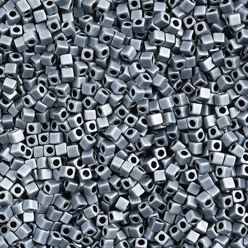 Miyuki Square/Cube Beads 1.8mm Black Matte Metallic Luster - apx 20g Vial