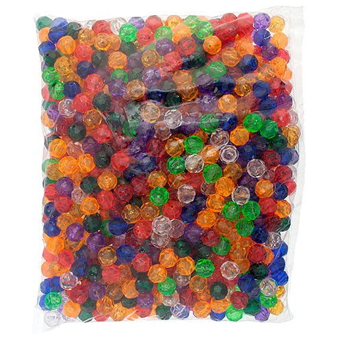 Plastic Facetted Beads 12mm Transparent Multi