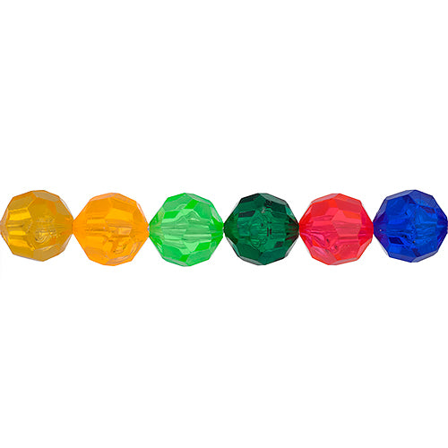Plastic Facetted Beads 12mm Transparent Multi