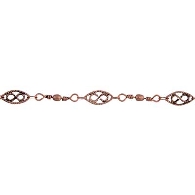 Chain With Bead - Antique Copper Fancy Link-10.5x5mm