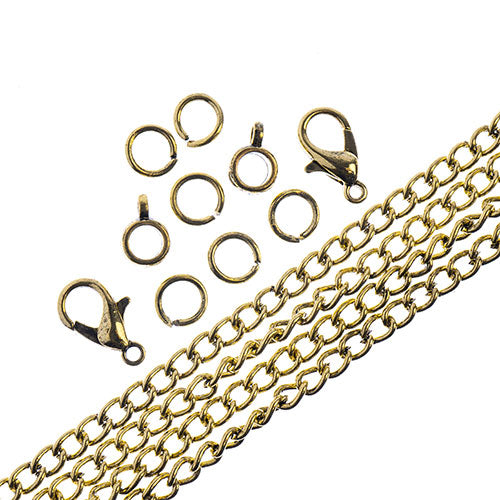 36in Chain And Findings Set- 3x4mm Curb Chain