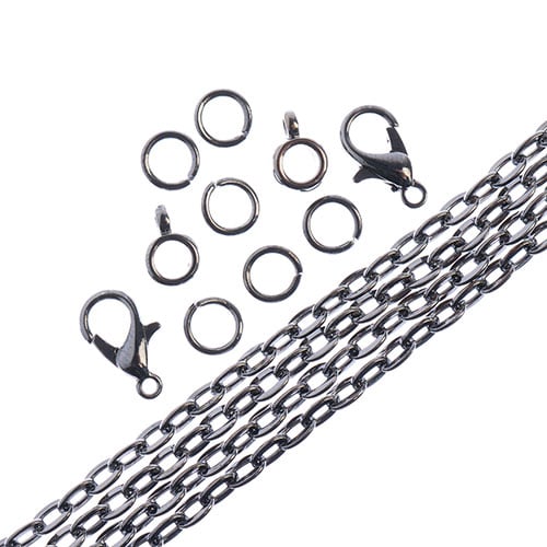 36in Chain And Findings Set-3x4mm Oval Cable Chain