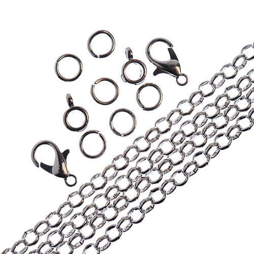 36in Chain And Findings Set- 4mm Rolo Cable Chain
