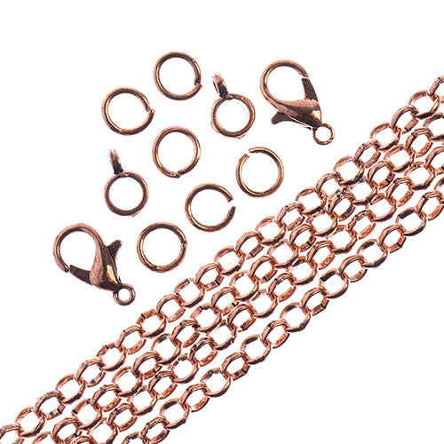 36in Chain And Findings Set- 4mm Rolo Cable Chain