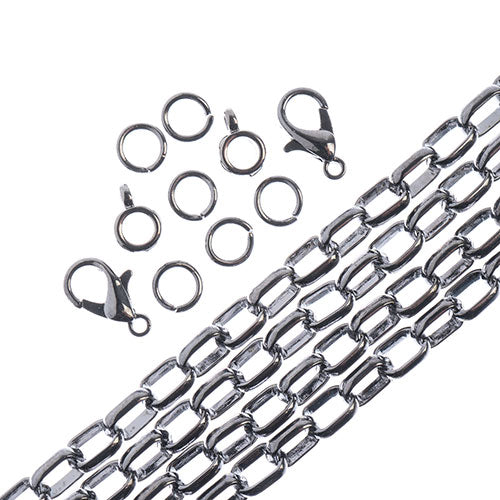 36in Chain And Findings Set-5x7mm Oval Cable Chain