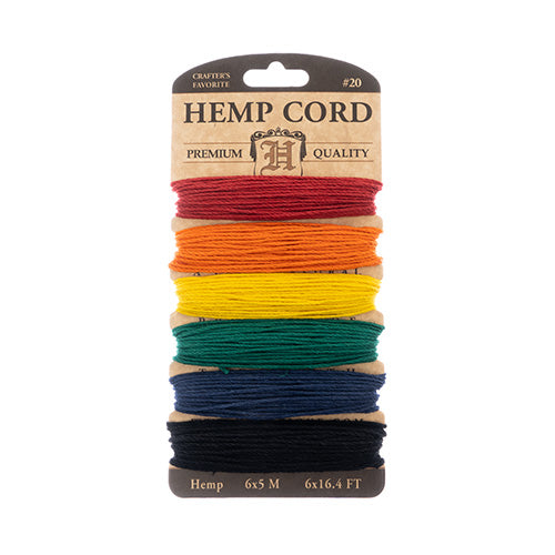 Hemp Cord On Card 20lb 6 Colors X 5m/16.4ft Each Crayon Rainbow Colors