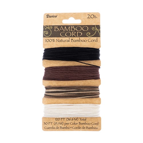 Bamboo Cord on Card 1mm 20lb 4 Colors x 9.1m/30ft Each Earthy Colors