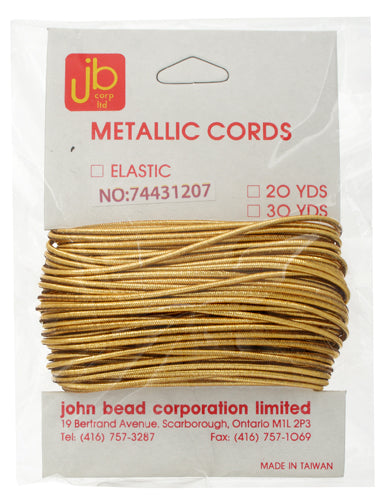 Elastic Metallic Cord 20yds/ 1.2mm Gold With Header