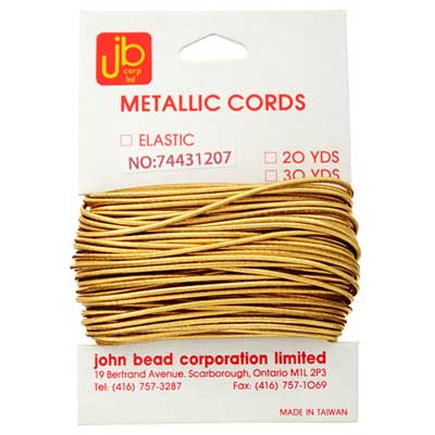 Elastic Metallic Cord 20yds/ 1.2mm Gold With Header