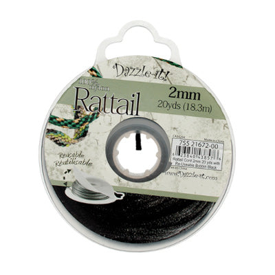 Rattail Cord 2mm 20 Yards With Re-Useable Bobbin