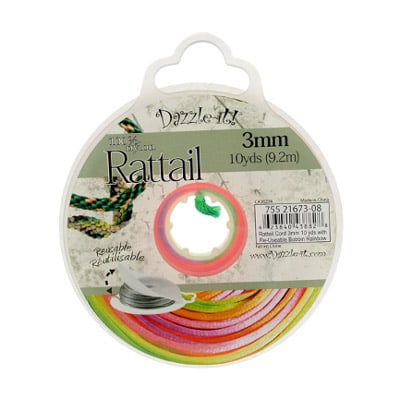 Rattail Cord 3mm 10 Yards With Re-Useable Bobbin