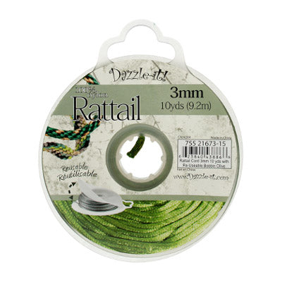 Rattail Cord 3mm 10 Yards With Re-Useable Bobbin