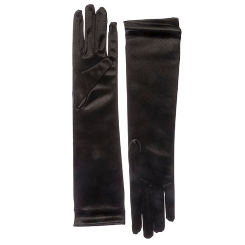 Wedding Gloves Satin Elbow Length Black