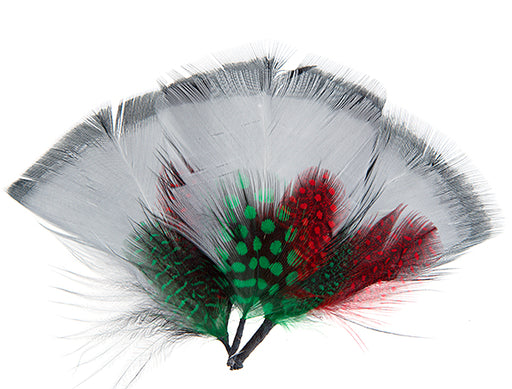 Hat Trims Feather Fan Shape 7cm White/Red Green/Black
