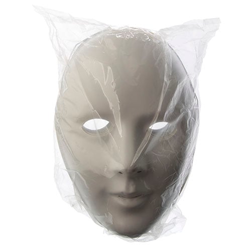 Mask Venezia Plastic White With Elast 21x14cm(8"X5.5").50mm