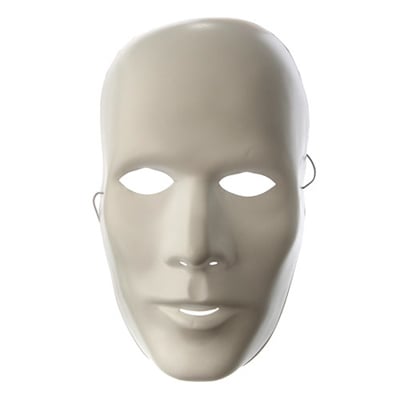 Mask Firenze Plastic White With Elast 20.5x24cm(8"X5.5").50mm