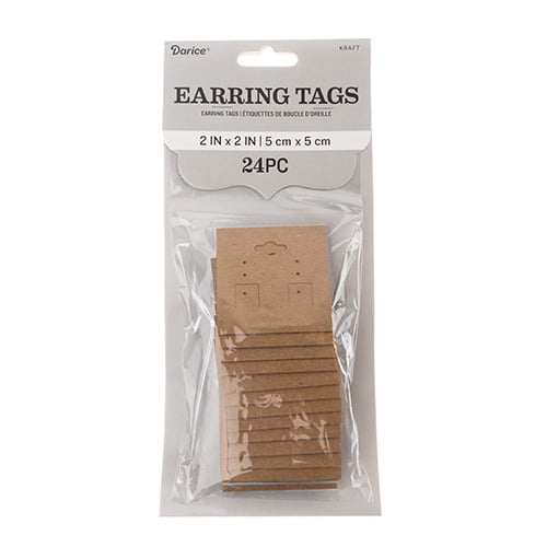 Earring Card Tags 5x5cm/2x2 Inch 24pc Kraft