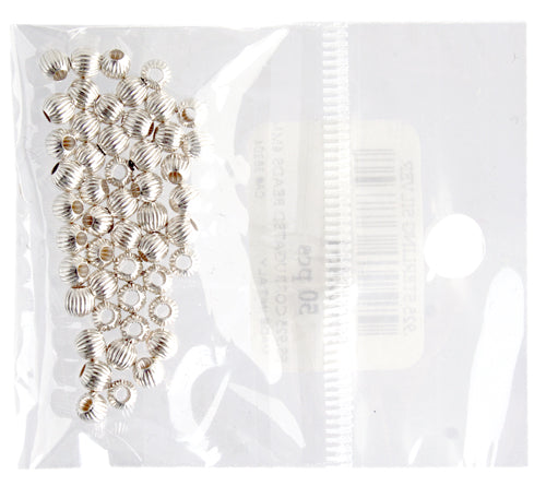 SS.925 Corrugated Beads 4mm W/.060in/1.5mm Hole Aprox 5.87g