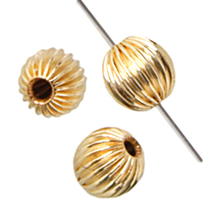 Gold Filled 14kt Bead Round Corrugated 4mm Approx .7g