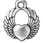 Tierra Cast - Tattoo Charm Winged Heart 13mm Antique Silver - Cosplay Supplies Inc