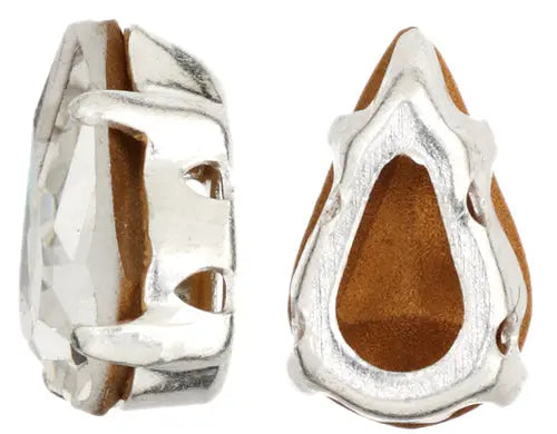 Preciosa Rosemontees Maxima Pear 10x6mm Crystal/ Silver Setting