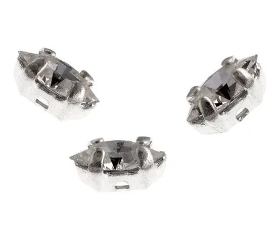Czech Sew-On Navette 6x3.5mm Crystal/Silver Setting