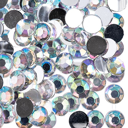 Acrylic Round Flat Back Rhinestones 8mm (SS39)  Aurora Borealis 1000pcs/Bag